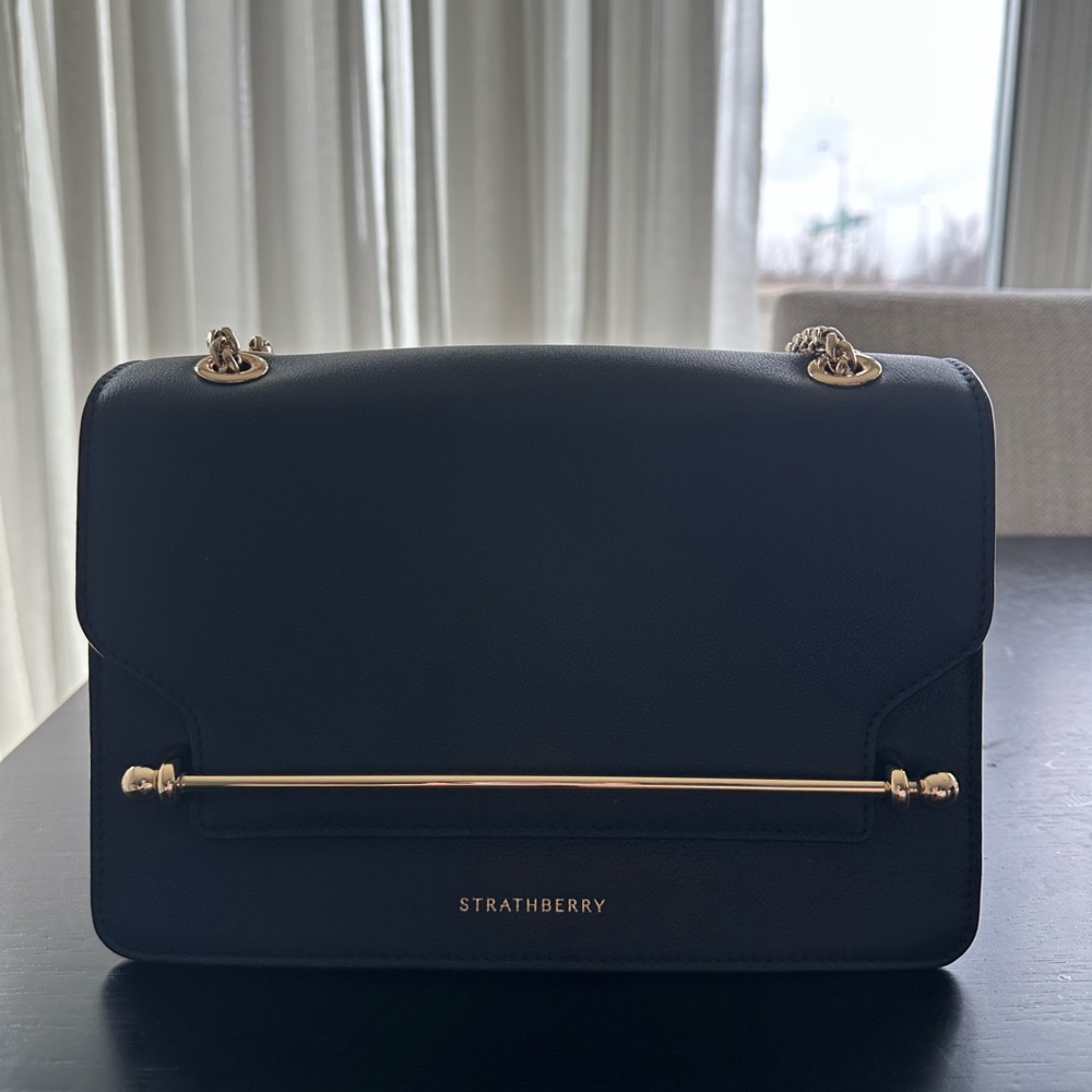 Strathberry East/West Navy Shoulder Bag - Picture 4 of 11
